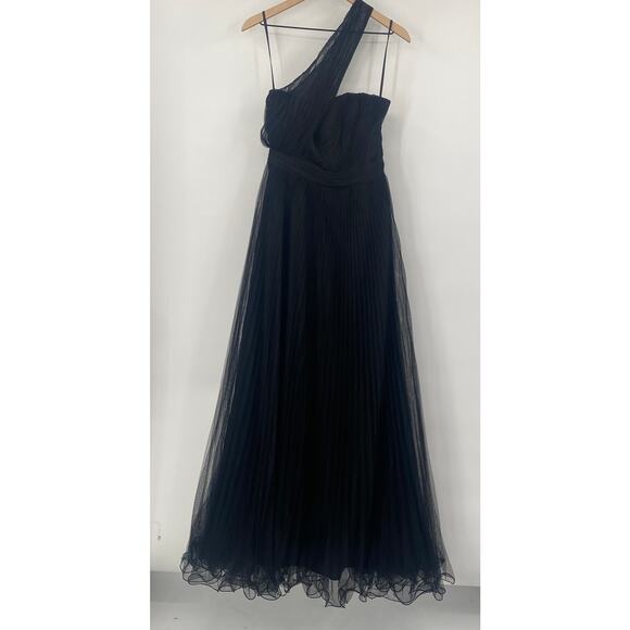 ASOS Tulle Draped One Shoulder Gown Wired Hem Maxi Dress Black NEW Womens 6 Tall - Picture 3 of 8